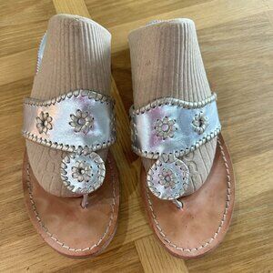 Jack Rogers Silver Gold Sandals size 8